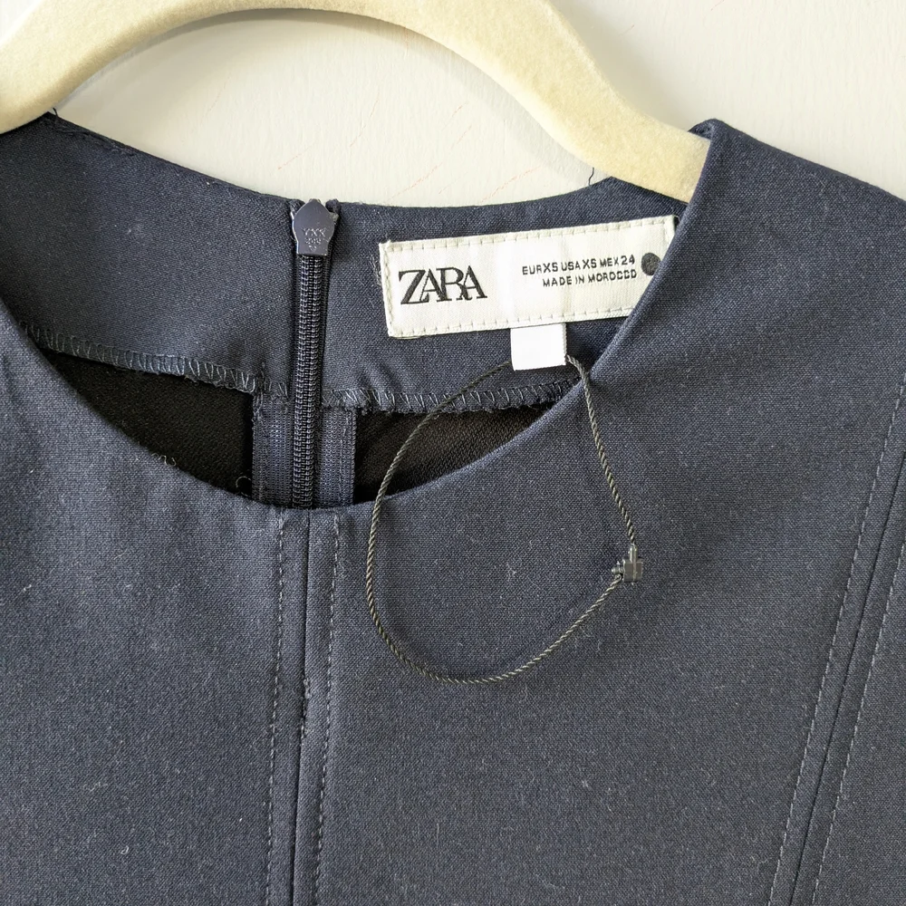 NWOT Zara Elegant Blue Short Sleeve Dress - Picture 4 of 8